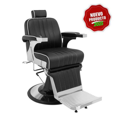 Sillón Barbero hidráulico reclinable y giratorio con reposabrazos Modelo Corinto Silver