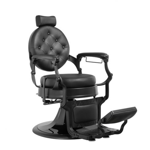 Sillón Clásico de Barbero hidráulico estilo Retro Vintage con reposapies integrado Modelo Larry Black Negro
