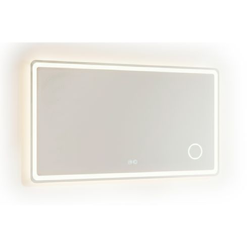 Espejo de pared rectangular estilo Moderno con iluminación LED y Lupa de aumento Modelo Waterproof 100x70