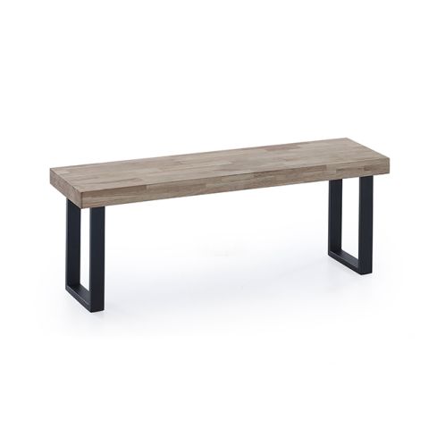 Banco Asiento negro con patas metálicas y tablero de Roble Honey Modelo Loft