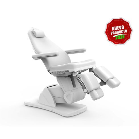 Camilla de Podología Gama Alta con 5 motores y agujero facial Modelo Amazoni Blanca