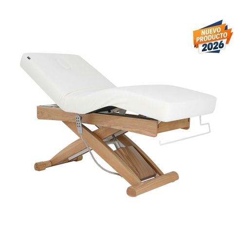 Camilla de masaje multifuncional de 3 motores con acabado de madera Cyx Plus Modelo 2256B.3.A26.N Weelko