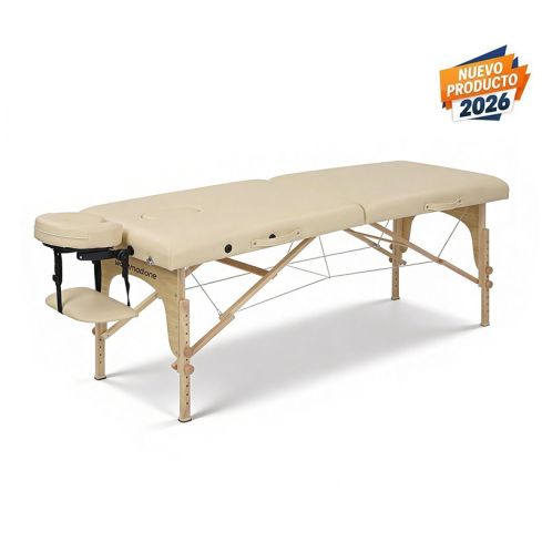 Camilla de madera plegable portátil de 2 cuerpos Modelo Nomad One Crema Weelko