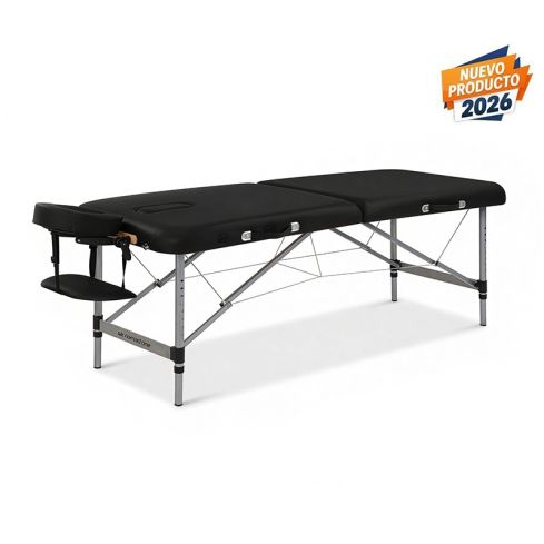 Camilla de aluminio plegable portátil de 2 cuerpos Modelo Nomad One Negra Weelko