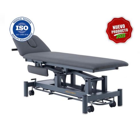 Camilla de masaje eléctrica de 2 secciones con 1 motor y agujero facial Modelo Roth Coinfycare - Color Gris