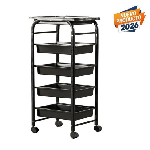 Carrito de Barbería y Peluquería auxiliar metálico con 5 cajones Modelo Basic Line