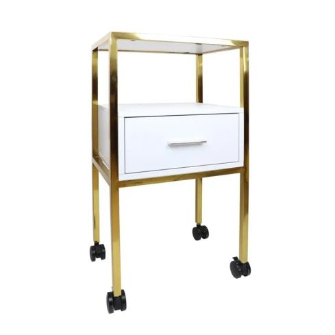 Carrito auxiliar de peluquería y estética con cajón bandeja superior Modelo Golden