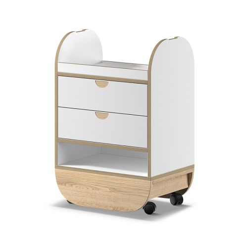 Carrito de estética de madera con cajones y compartimento inferior Modelo Ikon Marrón Oak