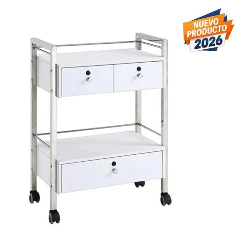 Carrito auxiliar de peluquería y estética con cajones Modelo Merlina