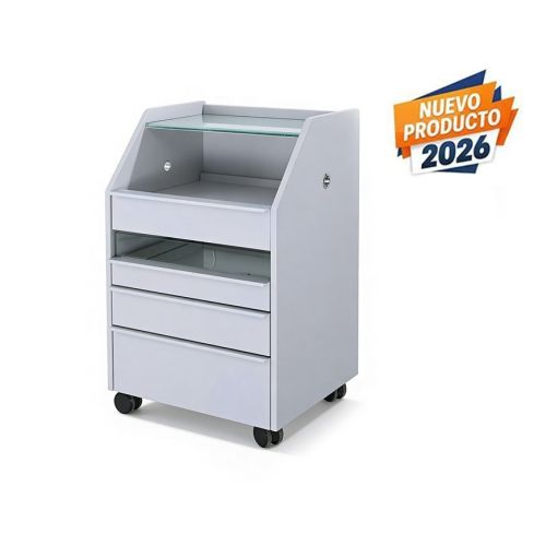 Carrito Auxiliar de madera con cajón esterilizador Ultravioleta UV Modelo Tash WKT984A Weelko