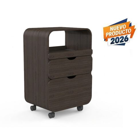 Carrito de estética de madera con cajones y compartimento central Modelo Thul Wengue