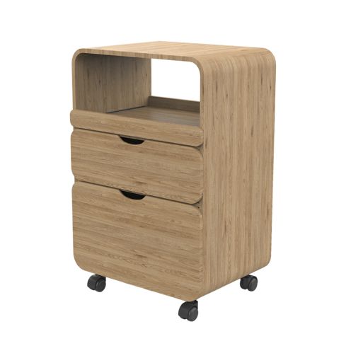 Carrito de estética de madera con cajones y compartimento central Modelo Tidy Marrón