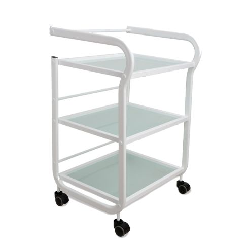 Carrito de estética y SPA metálico con estantes de vidrio Modelo Topaz