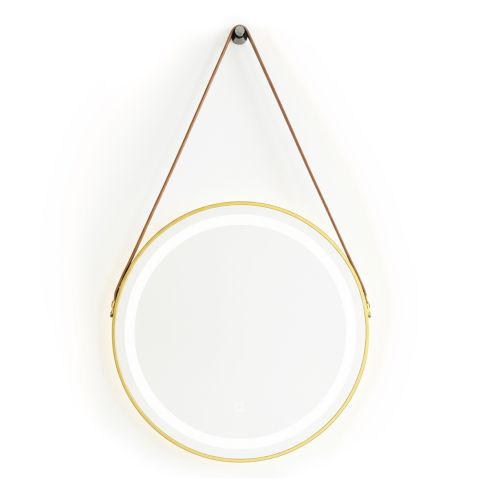 Espejo colgante redondo estilo Moderno con iluminación LED y marco dorado Modelo Belt 60x60