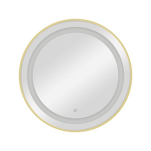 Tocador de Peluquería redondo estilo Moderno con espejo LED y marco dorado Modelo Bree Gold 80 cm