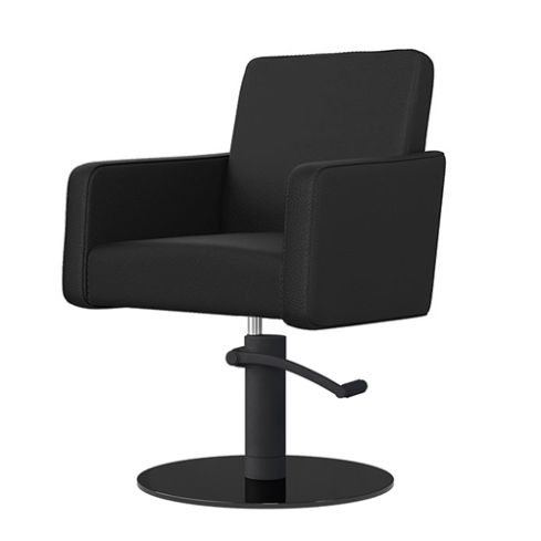 Sillón Corte de Peluquería con Reposabrazos Modelo Iris Negro Mate Liso - Base negra a elegir