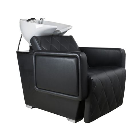 Lavacabezas con pica blanca y respaldo ergonómico Modelo Cubo Negro