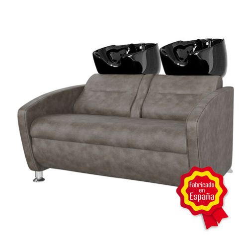 Lavacabezas con pica negra Modelo Cubo Doble - Color Marrón Grisáceo