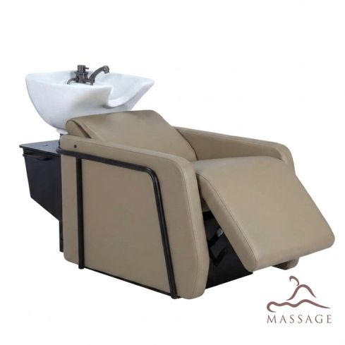 Lavacabezas Gama Alta pica blanca con respaldo y reposapies eléctrico Modelo Hera Massage BEM Beige