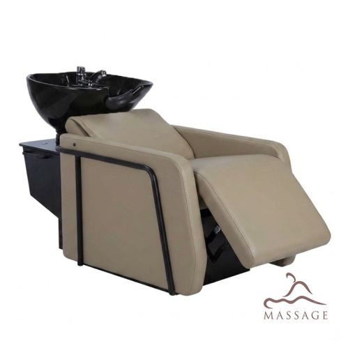 Lavacabezas Gama Alta pica negra con respaldo y reposapies eléctrico Modelo Hera Massage BEM Beige