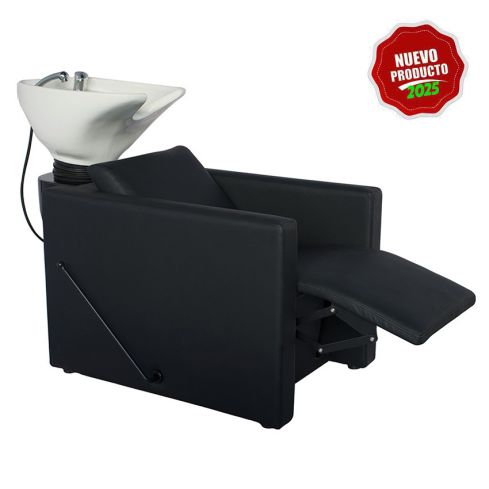 Lavacabezas con pica blanca y reposapiés manual Modelo Peek Plus