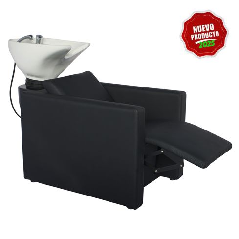 Lavacabezas con pica blanca y reposapiés eléctrico Modelo Peek PowerPlus