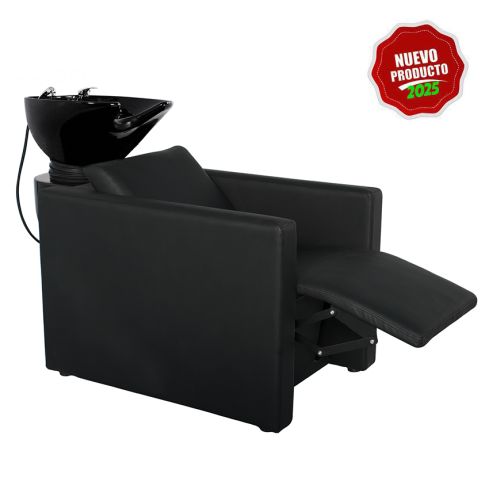 Lavacabezas con pica negra, Masaje integrado y reposapiés eléctrico Modelo Peek Roll