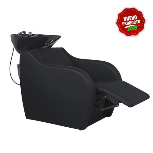 Lavacabezas con pica negra y reposapiés eléctrico Modelo Wisp PowerPlus