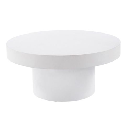 Mesa Baja Multiusos Redonda fija en Microcemento Blanco 90 cm