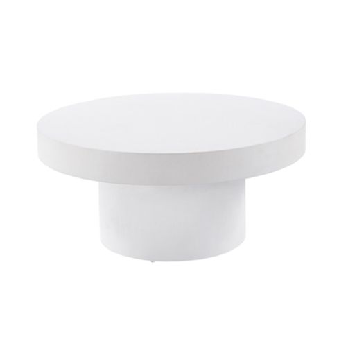 Mesa Baja Multiusos Redonda fija en Microcemento Blanco 66 cm