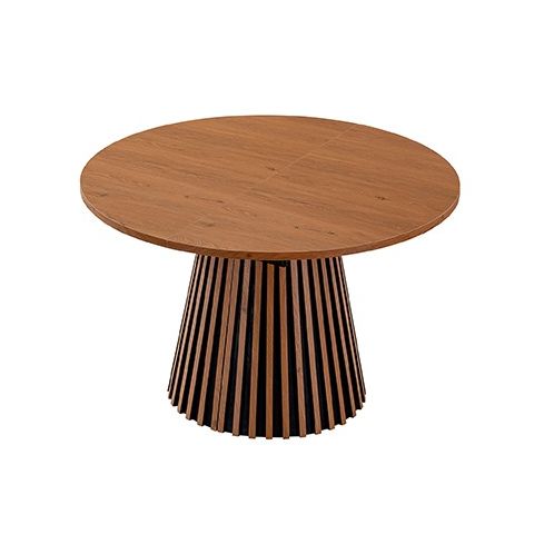 Mesa de comedor Redonda extensible con patas en forma de cono y tablero Nogal Modelo Brandon 120
