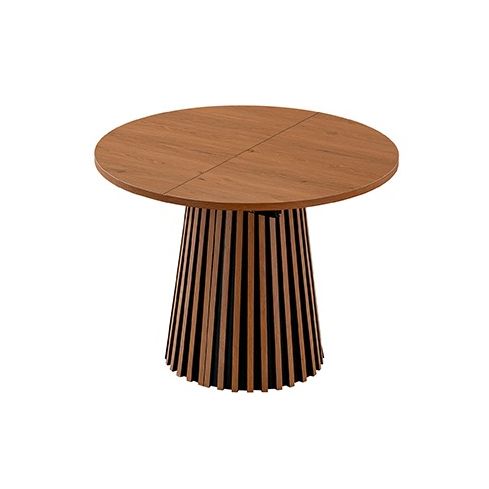 Mesa de comedor Redonda extensible con patas en forma de cono y tablero Nogal Modelo Brandon 100