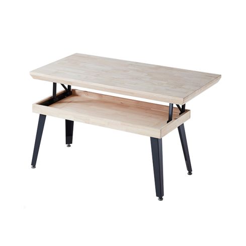 Mesa de centro elevable negra con patas metálicas y tablero de Roble Nordish Modelo Berg 120x60cm