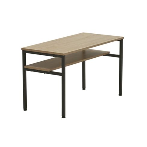 Mesa de centro fija negra con patas metálicas y tablero Oak Modelo Deck 80x40cm
