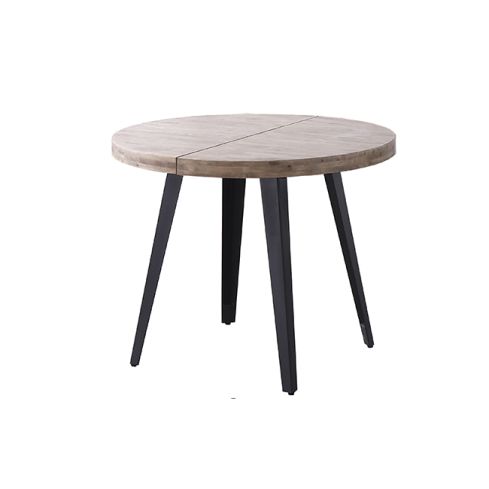 Mesa de comedor Redonda extensible negra con patas metálicas y tablero de Roble Honey Modelo Berg 100