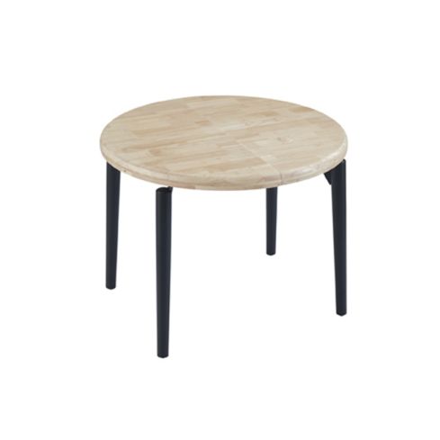 Mesa de comedor Redonda extensible negra con patas metálicas y tablero de Roble Nordish Modelo Moon