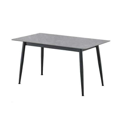 Mesa de comedor fija con patas metálicas y tablero Ceramic Gris Modelo Berna 140x80