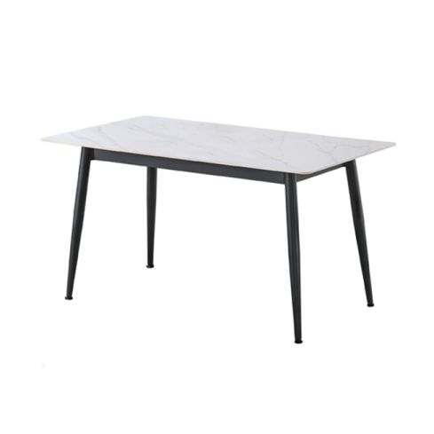 Mesa de comedor fija con patas metálicas y tablero Ceramic Blanca Modelo Berna 140x80
