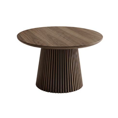 Mesa de comedor Redonda extensible con patas en forma de cono y tablero Nogal Modelo Keanu 120