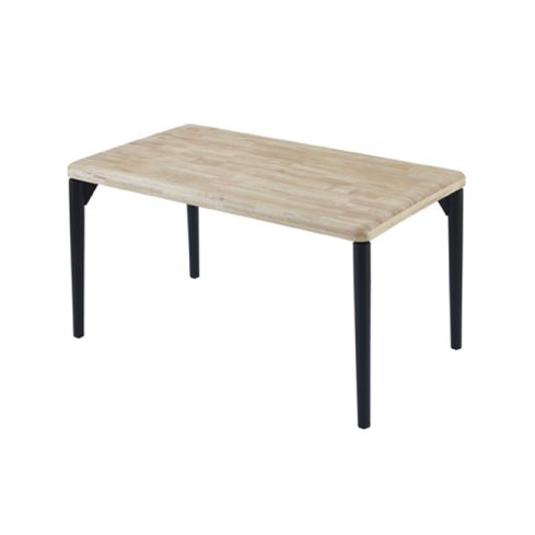 Mesa de comedor fija negra con patas metálicas y tablero de Roble Nordish Modelo Moon 140x80
