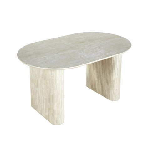 Mesa de comedor Oval extensible con tablero Travertino Modelo Pietra 150