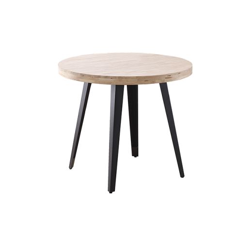 Mesa de comedor Redonda fija negra con patas metálicas y tablero de Roble Nordish Modelo Berg 100