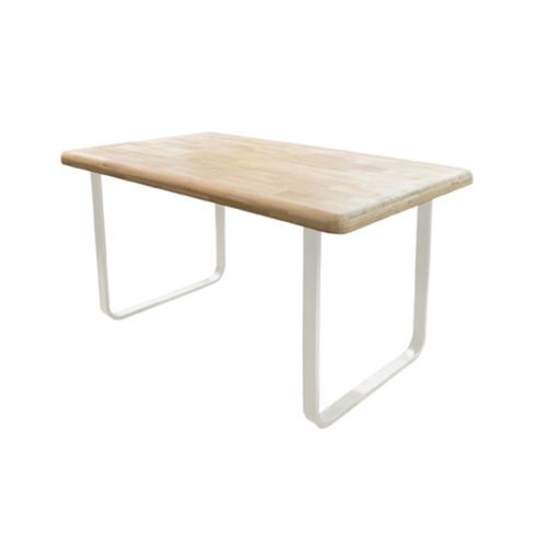 Mesa de comedor fija blanca con patas metálicas y tablero de Roble Nordish Modelo Smooth 140x80