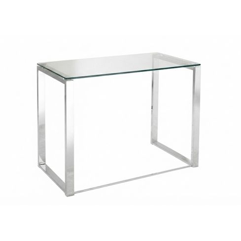 Mesa de estudio / despacho fija en cristal templado con patas cromadas Modelo Benetto 100x50 