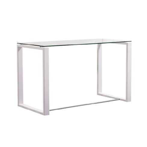 Mesa de estudio / despacho fija en cristal templado con patas cromadas Modelo Benetto 120x60