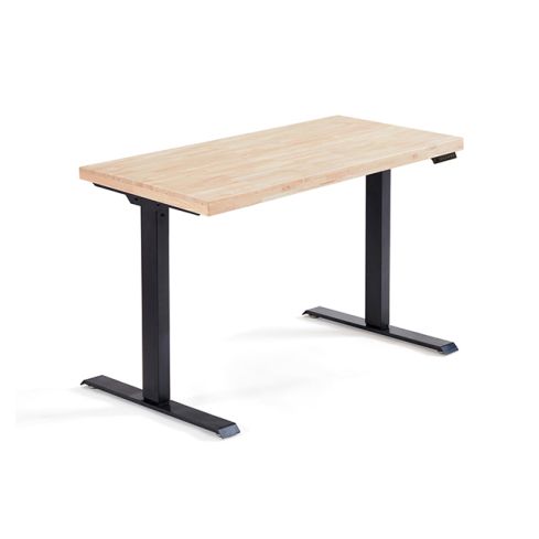 Mesa de estudio / despacho Motorizada negra con patas metálicas y tablero de Roble Nordish Modelo Stand 140x70