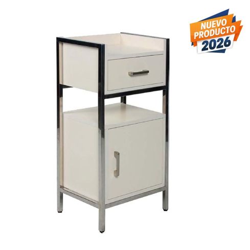 Mueble auxiliar de peluquería y estética con cajón y armario Modelo Whitechic
