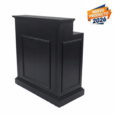 Mueble de recepción Barbería y Peluquería con cajón y estantes Modelo Ace Negro