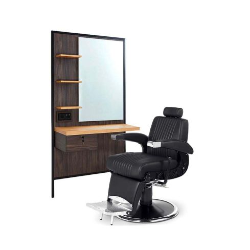 Pack - Sillón Barbería Hugo B negro / Tocador Logan B Black