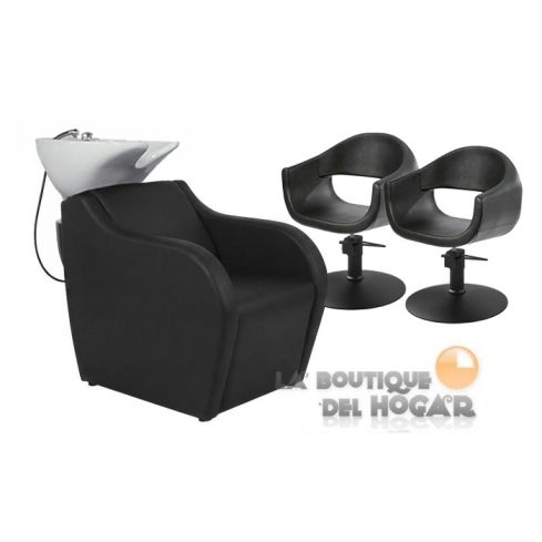 Pack - 1 Lavacabezas con Pica Blanca Wisp + 2 Sillones de Corte Glam Negros